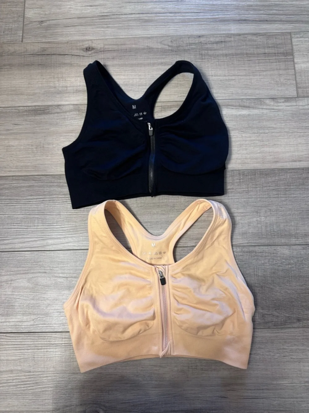 2 pack Front-Zip Sports Bras - Black & Nude - Women Intimates